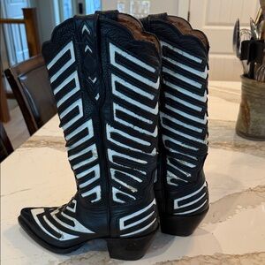 Justin Boots Black and White Heeled Western Boots